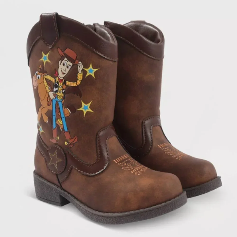 Disney Pixar Toddler Toy Story Woody Pull-on ZIp Up Cowboy Western Boot Brown 12